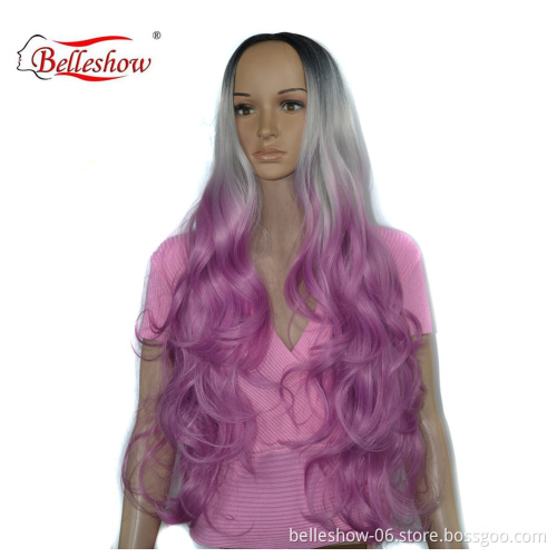 Hot sell colored animation wig head set COSPLAY wig head set long curly hair split wig head set